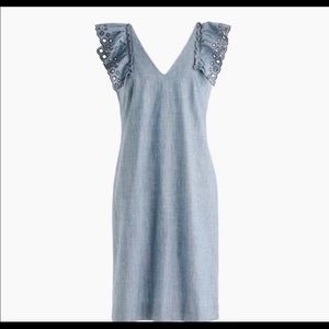 J. Crew Chambray Flutter Sleeve Dress